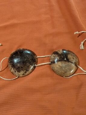 Vintage Handcrafted Natural Brown Coconut Shell Bra Top Halloween Luau